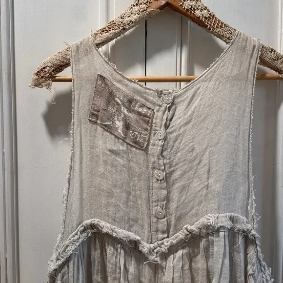 Vintage Magnolia Pearl Dress Linen Gauze Sheer - Picture 4 of 17